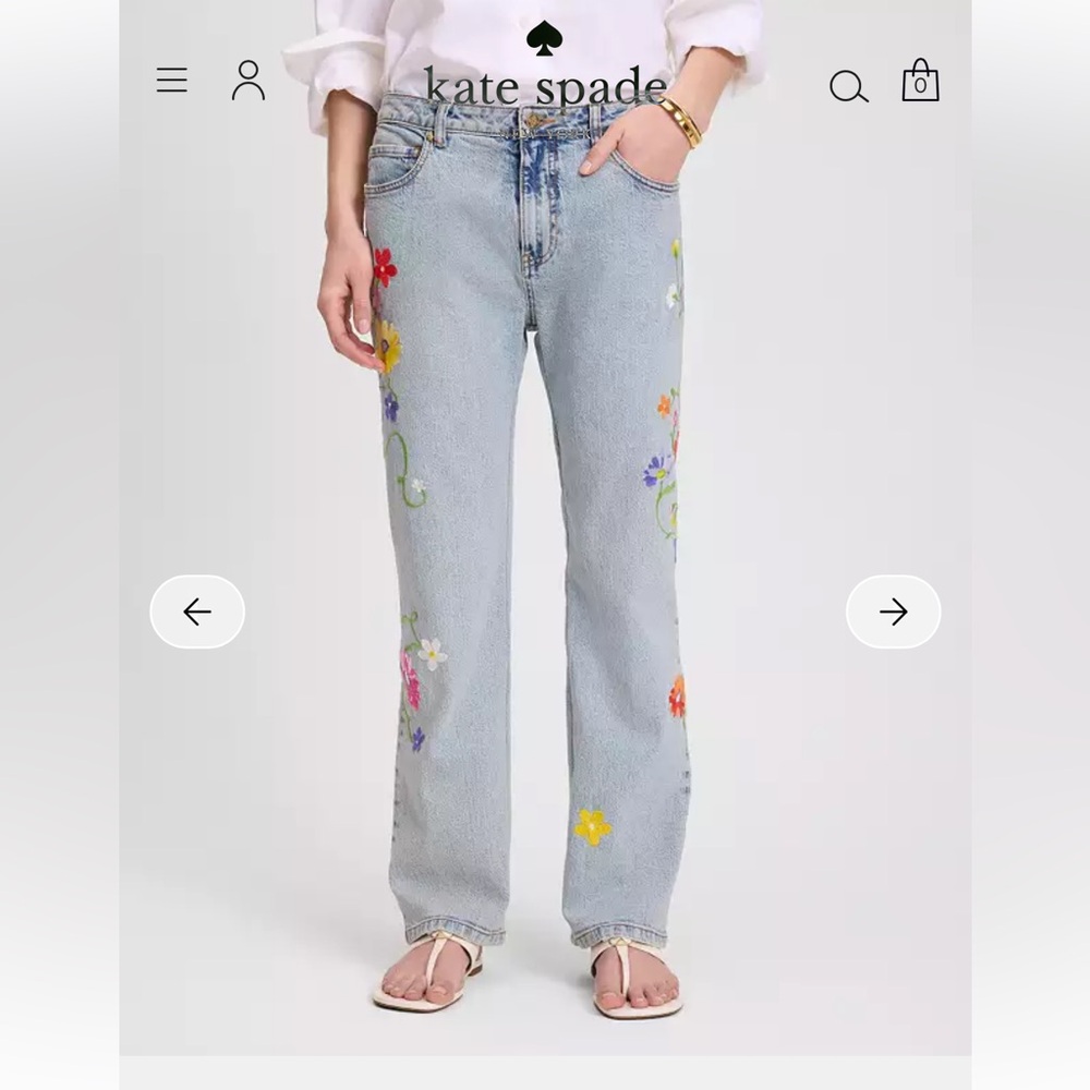Kate Spade Floral Embroidered Jeans Size 30